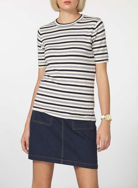Navy and Grey Stripe Tee